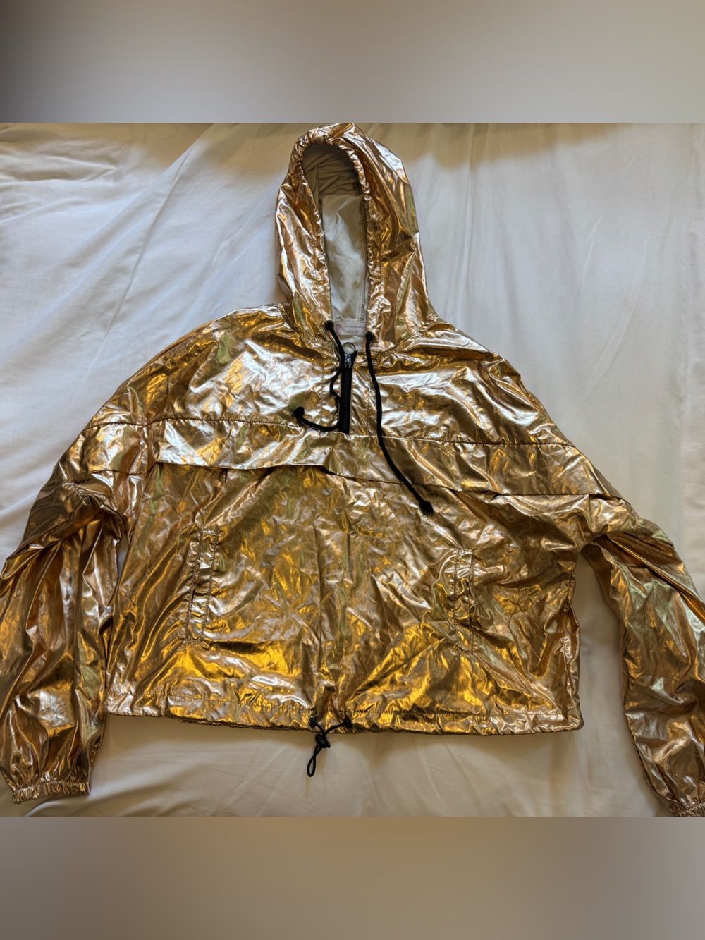 Metallic Gold Hooded Windbreaker Jacket